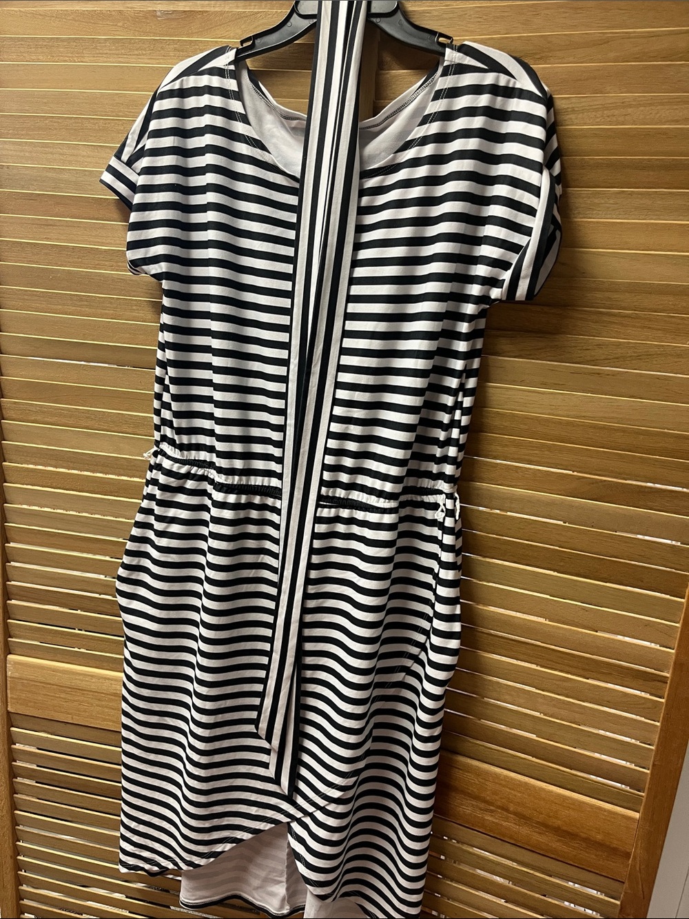 Cato Black and White Striped Midi Dress